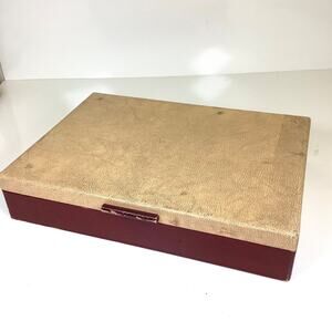 Gorham Pacific Silver Cloth Flatware Case Box MCM Beige Red Silverware